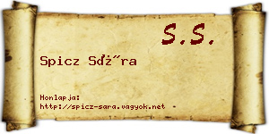 Spicz Sára névjegykártya